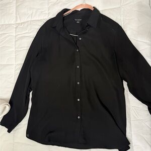 Black Button-Up Shirt - Classic Collared Long Sleeve